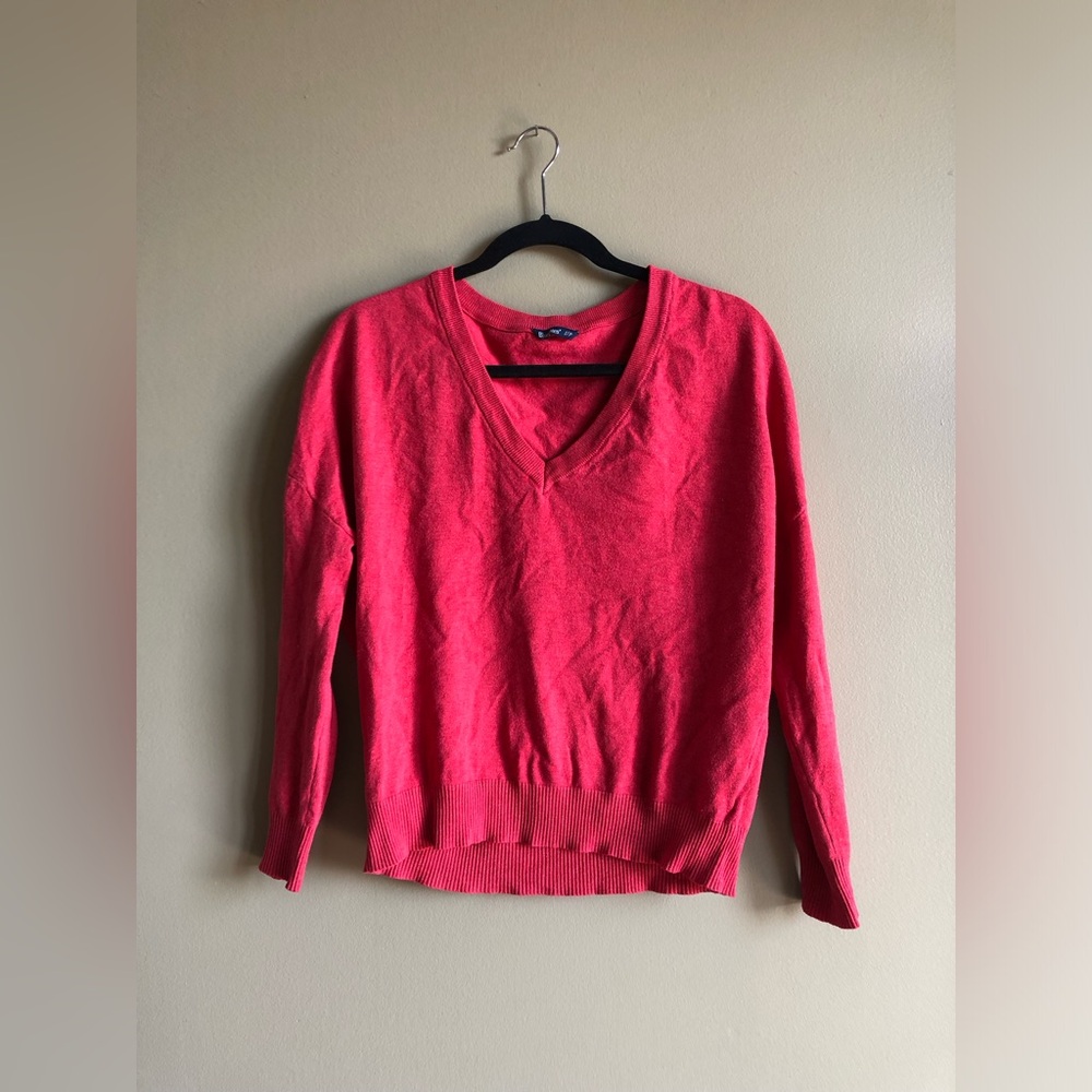 Blue notes Red V neck Long Sleeve Sweater Size Small
